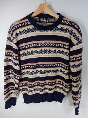 Studio One by Campus Vintage Fair Isle Crewneck Sweater Men's L Made in USA